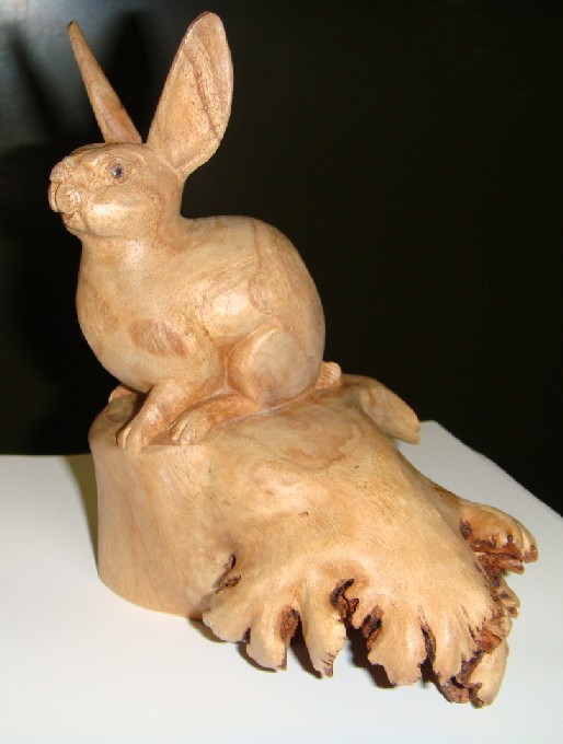 carved bunny, carved rabbit, wood bunny, wood rabbit, wood horse, wood